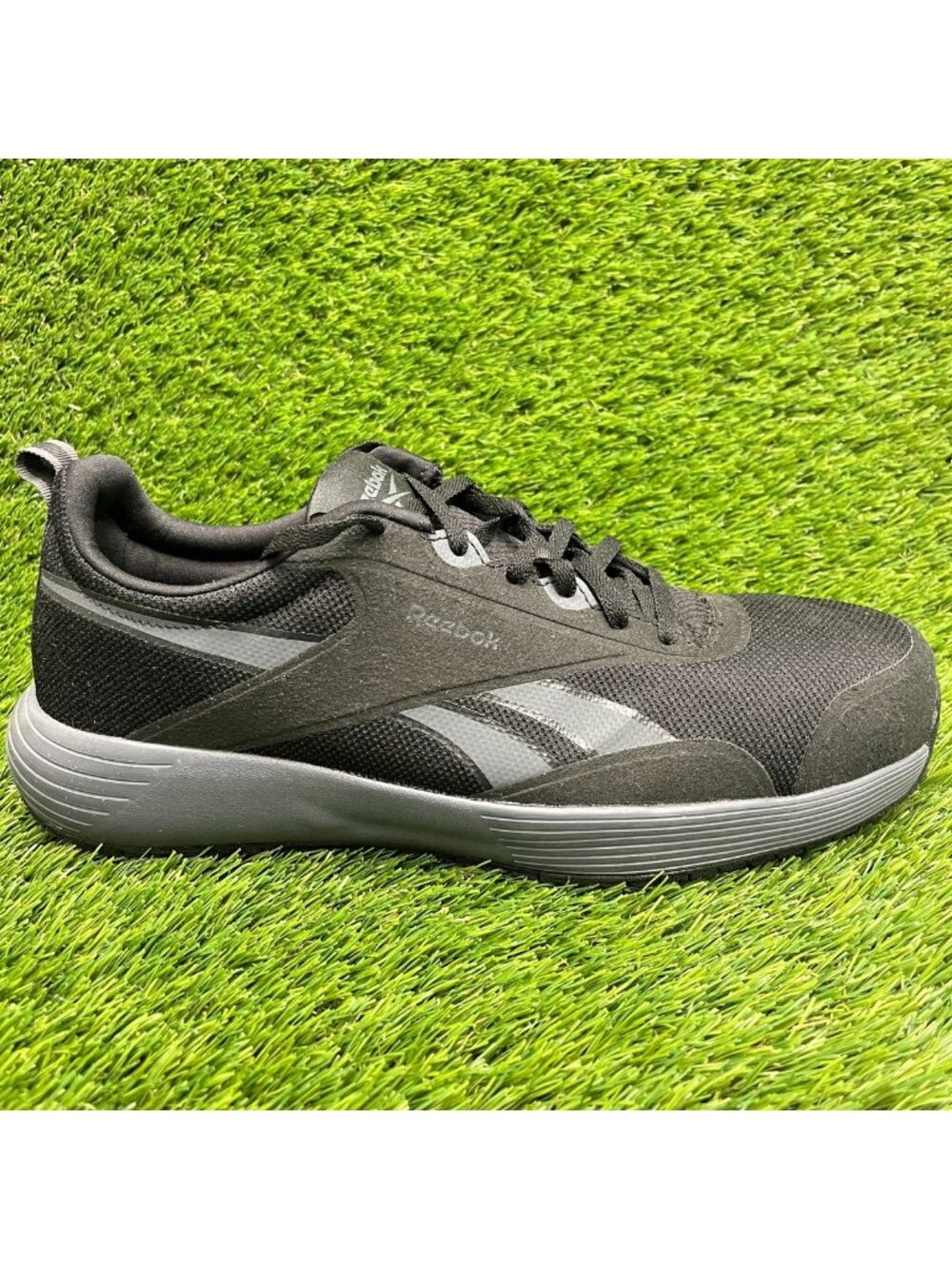 Reebok Lite Plus 4 Mens Size 9.5W Black Gray Composite Toe Safety Work Shoes
